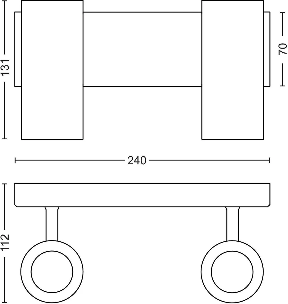 KOHTVALGUSTI BURATTO 2X5,5W 500LM PULT HUE VALGE