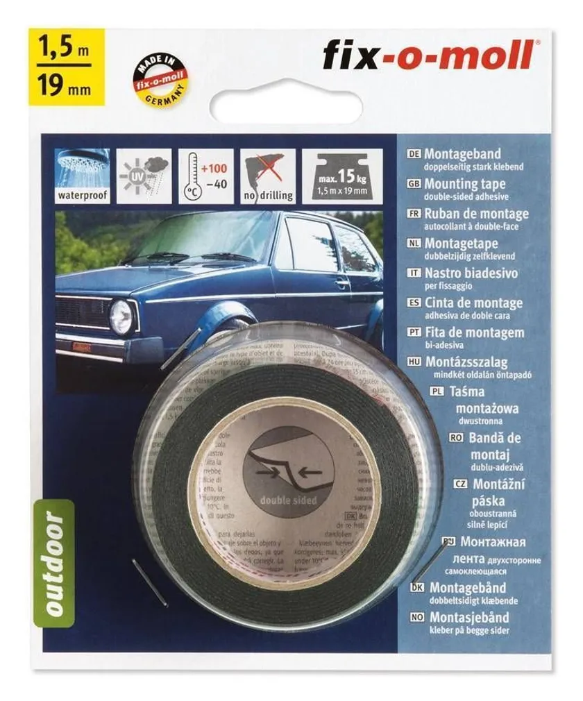 MONTAAŽITEIP VÄLITINGIMUSTEKS FIX-O-MOLL 19MMX1,5M MUST