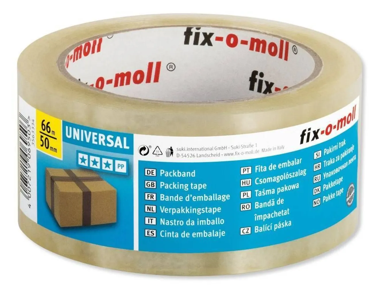 UNIVERSAALNE PAKKETEIP FIX-O-MOLL 50MMX66M LÄBIPAISTEV