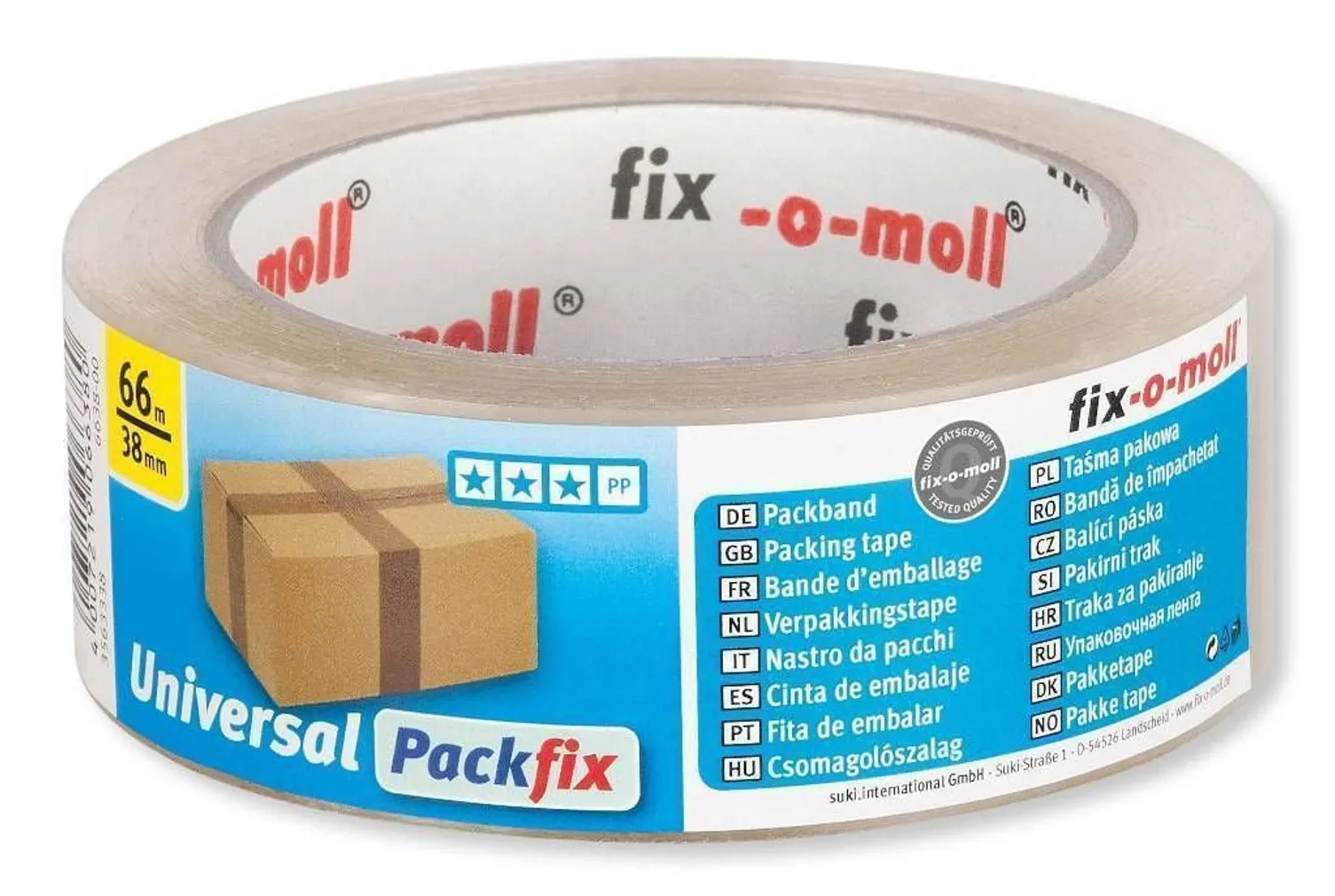 UNIVERSAALNE PAKKETEIP FIX-O-MOLL 38MMX66M LÄBIPAISTEV