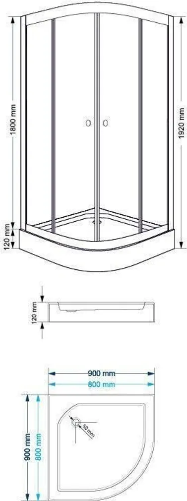 MADALA ALUSVANNIGA DUŠINURK BREEZZ F-120 90X90X12/192CM