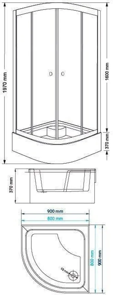 KÕRGE ALUSVANNIGA DUŠINURK BREEZZ F-122 90X90X37/197CM