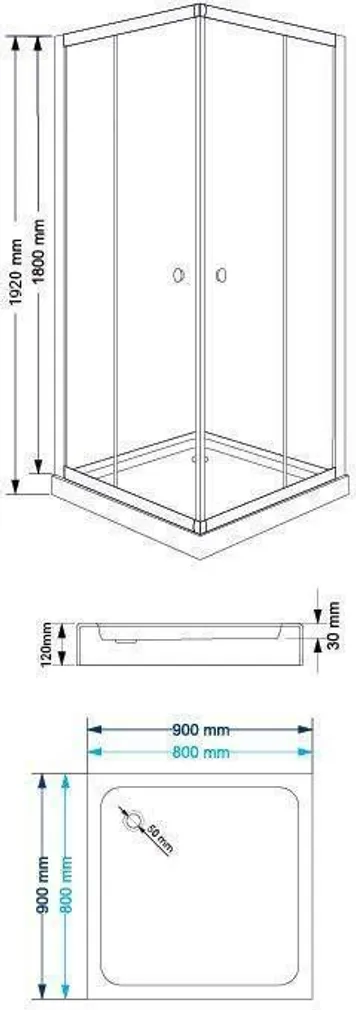 MADALA ALUSVANNIGA DUŠINURK BREEZZ F-124 90X90X12/192CM