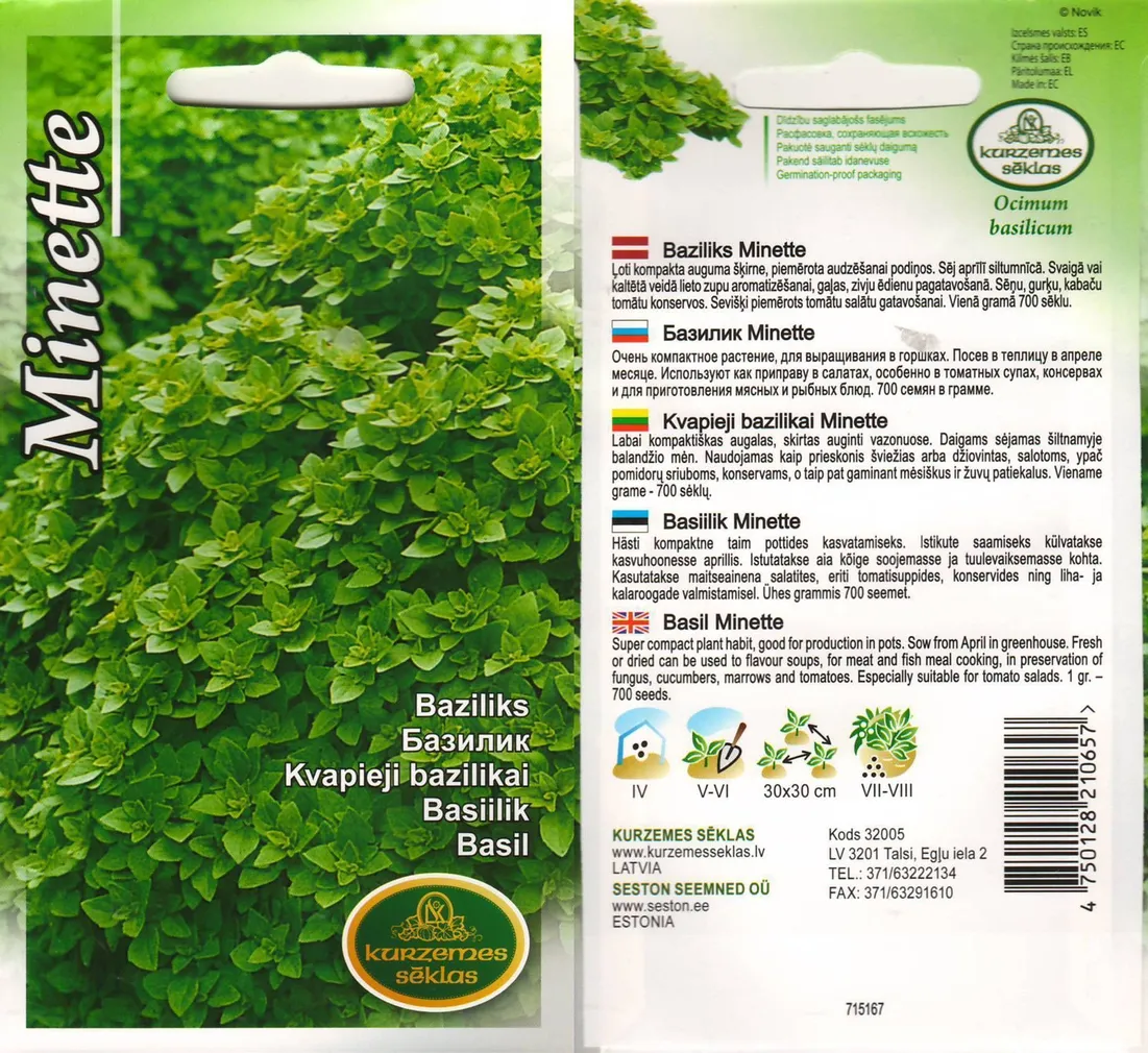 SEEMNED KURZEMES SEKLAS BASIILIK MINETTE 0,3 G