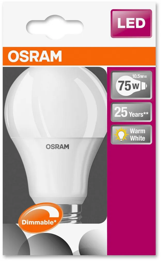 LED LAMP OSRAM LED SUPERSTAR CLASSIC 10,5W E27 A60 2700K 1055LM DIMMERDATAV