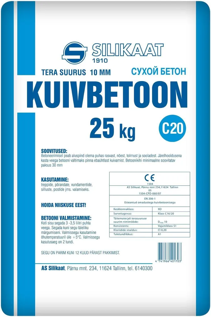 KUIVBETOON C20 SILIKAAT