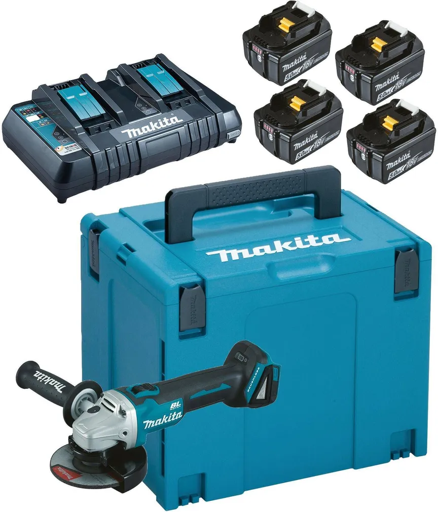 AKUKOMPLEKT 18V 4X5AH MAKITA 2 KOHAGA LAADIJA+ KETASLÕIKUR DGA504Z