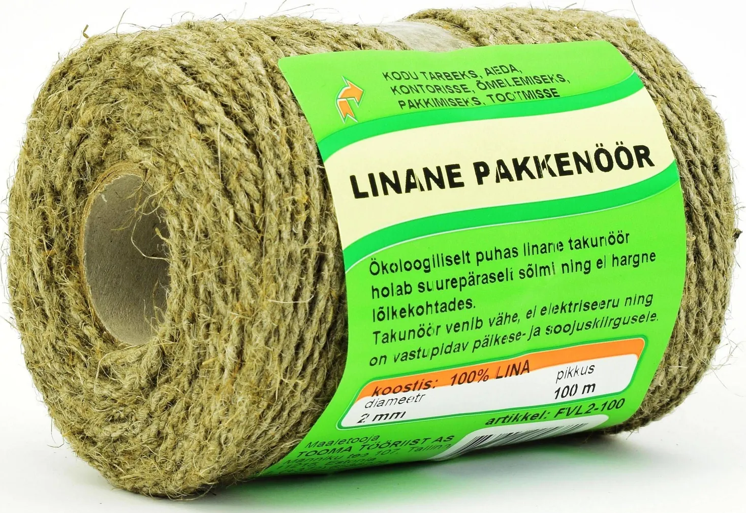 PAKKENÖÖR LINANE 2MM 100M RULLIS