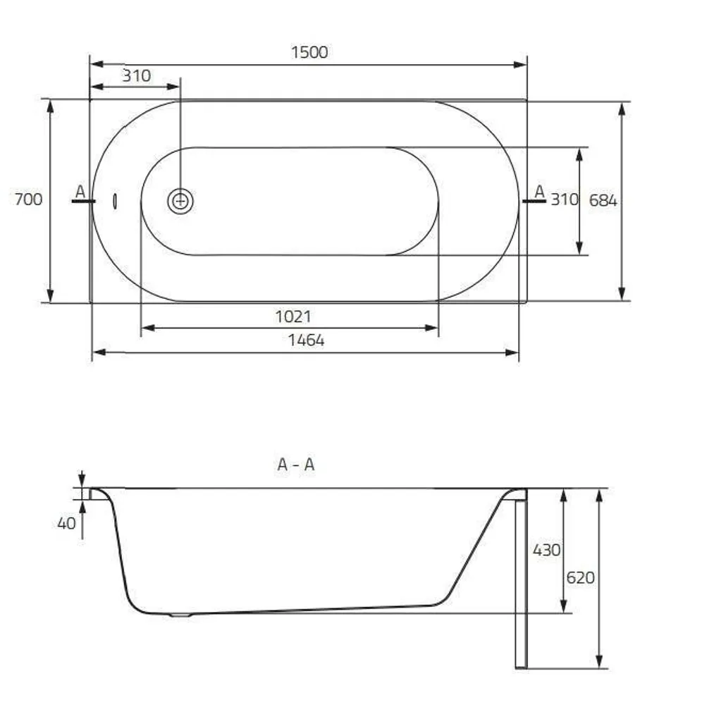 VANN CERSANIT OCTAVIA JALGADEGA 150X70X66CM 