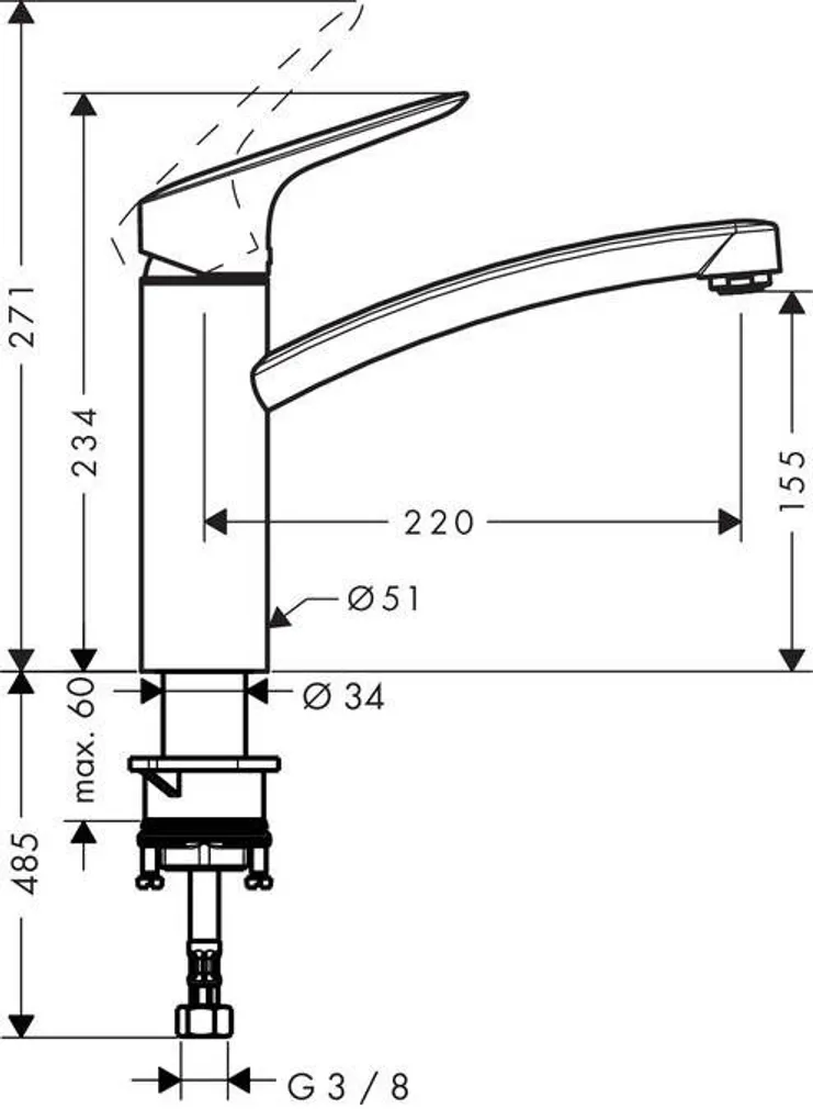KÖÖGISEGISTI HANSGROHE LOGIS 160 HG71832000 KROOM