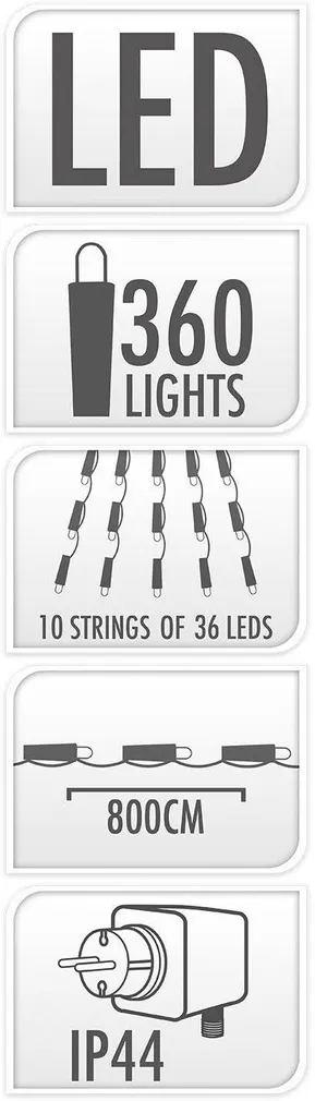 JÕULUVALGUSTUS LIPUMASTILE 10X36LED SOE VALGE MUST KAABEL
