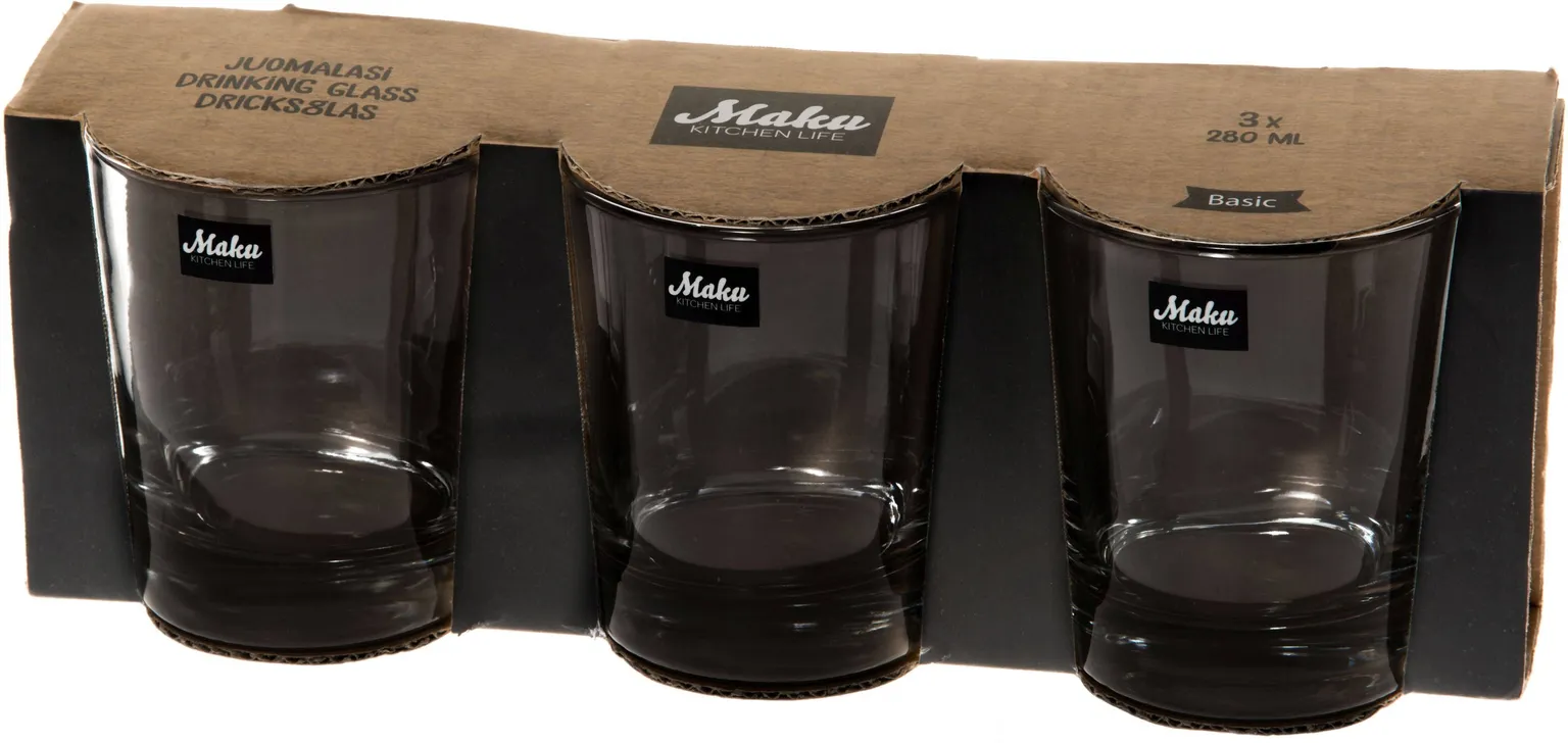 KLAASID MAKU BASIC TUMBLER 280ML HALL 3TK KOMPLEKTIS