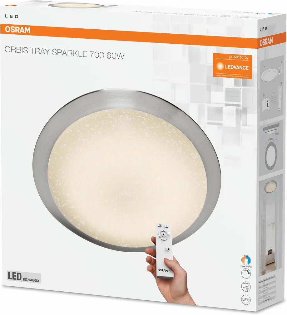 PLAFOON TRAY SPARKLE OSRAM 60W LED 3300LM 2700-6500K PULT 