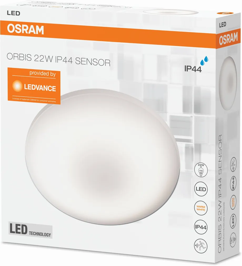 PLAFOON SENSOR SILARA OSRAM 22W LED 1800LM 3000K IP44 400MM 