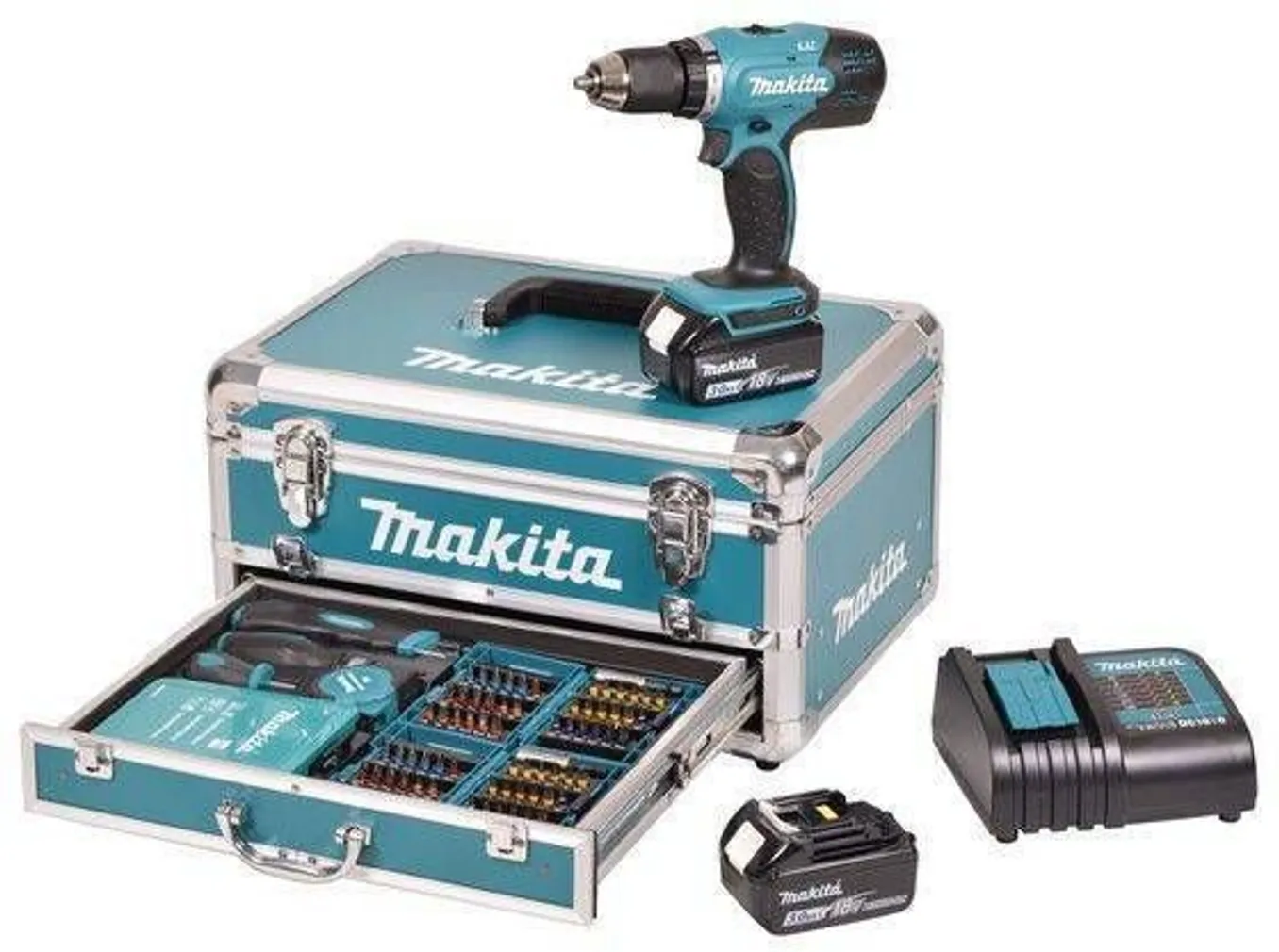 AKUTRELL MAKITA DDF453 18V 2X3,0AH + 96 TARVIKUT KOHVRIS