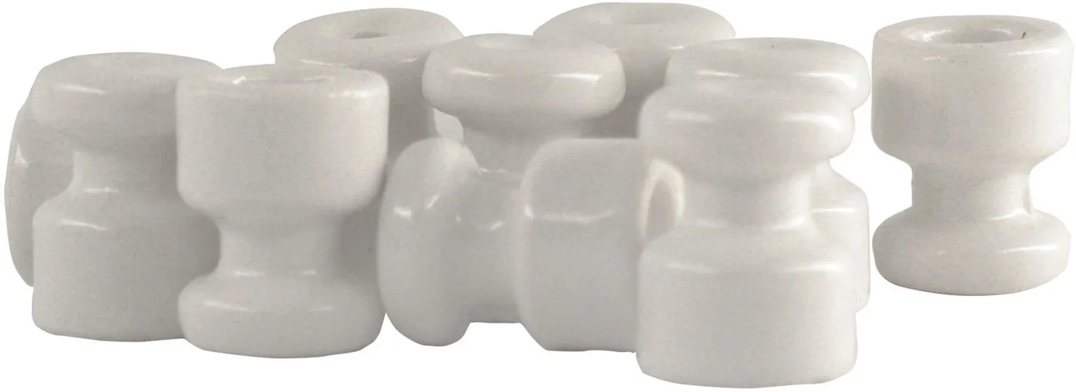 KERAAMILINE ISOLAATOR TEKSTIILKAABLILE BIRONI 8TK PAKIS VALGE