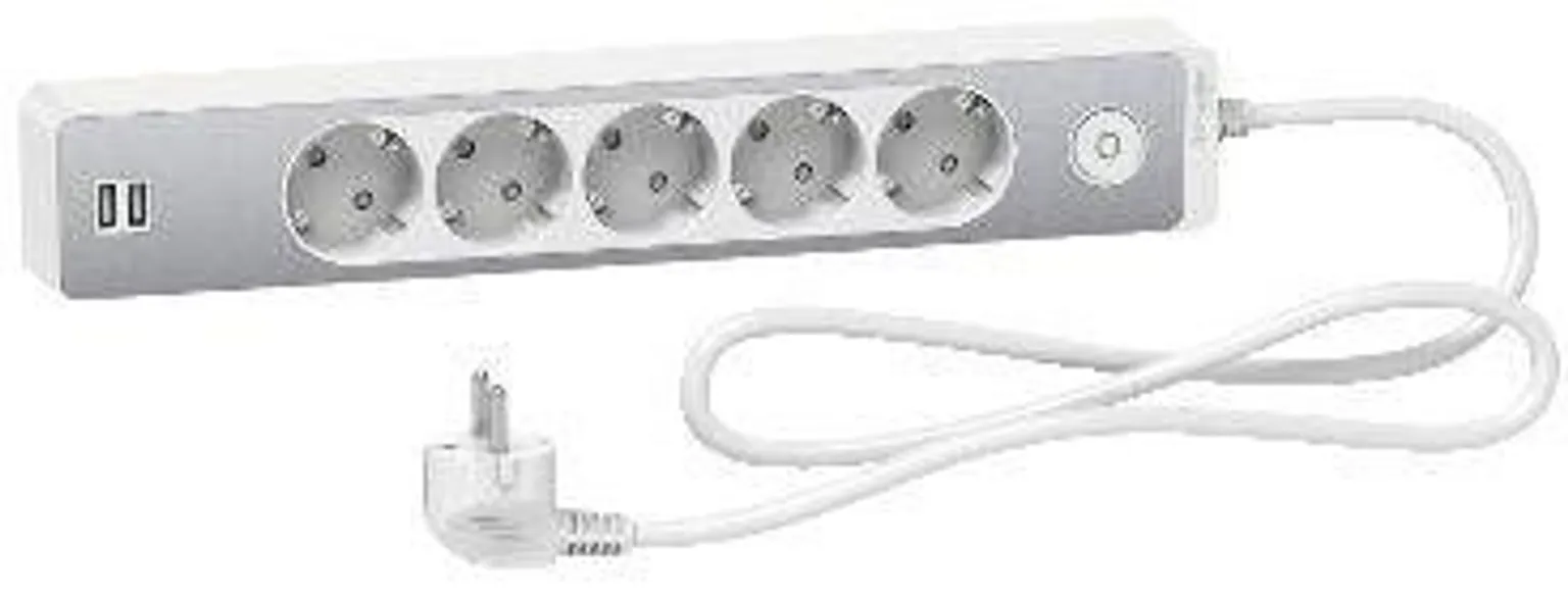 PIKENDUSJUHE SCHNEIDER ELECTRIC 1,5M 5 PESA + 2XUSB 2,4A LÜLITI VALGE