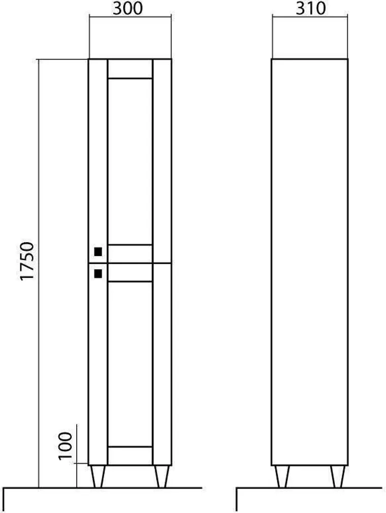 VANNITOAKAPP AQUARODOS WOODMIX 30X31X175CM VALGE