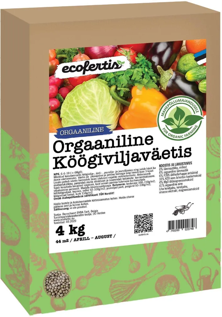 ORGAANILINE VÄETIS KÖÖGIVILJADELE ECOFERTIS 4KG