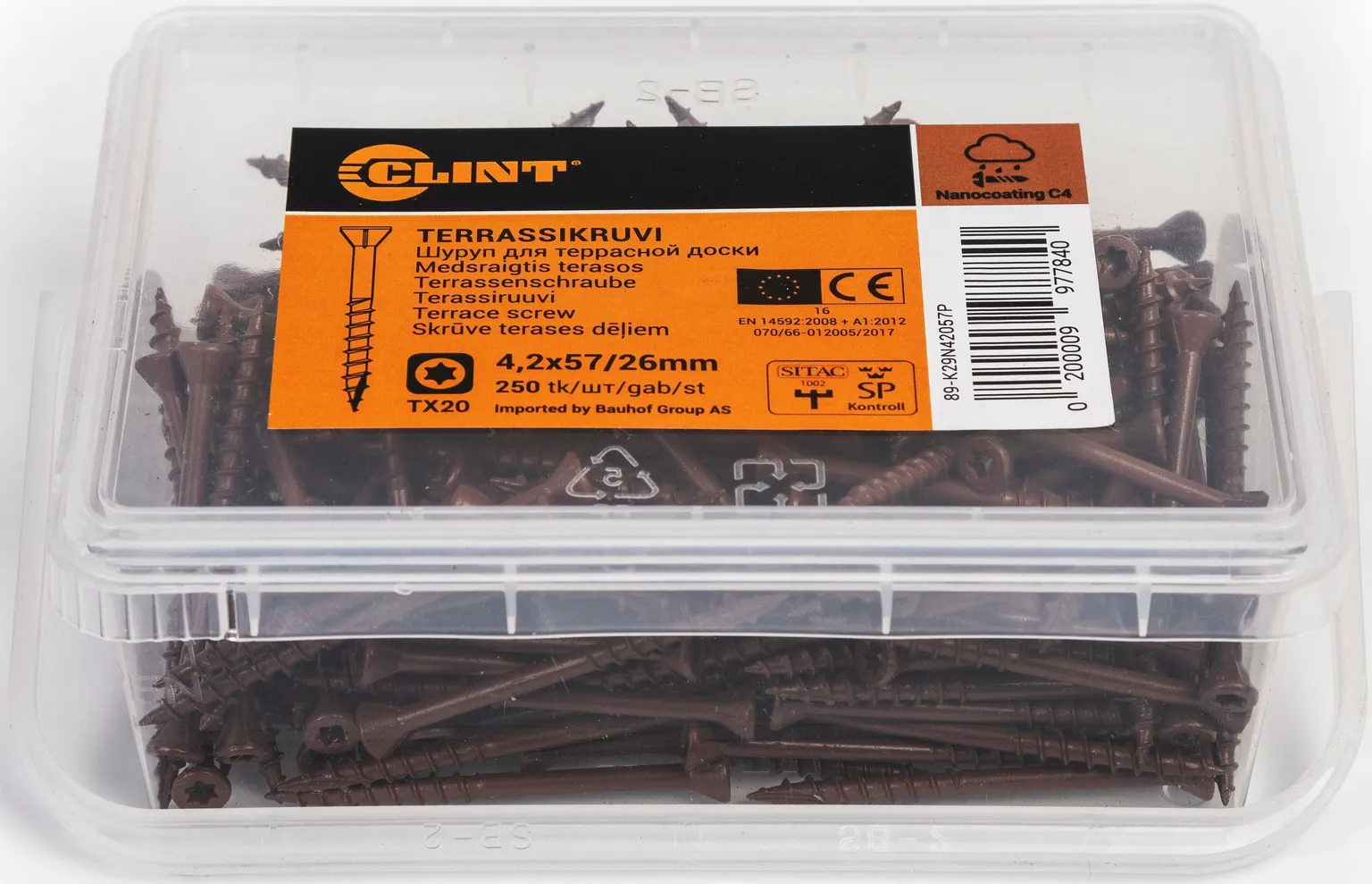 TERRASSIKRUVI CLINT 4,2X57/26MM NANOKATE C4 PRUUN, 250 TK PAKIS