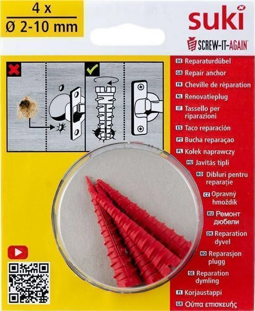 MURTAV TÜÜBEL SUKI SCREW-IT AGAIN Ø2-10 MM 4TK