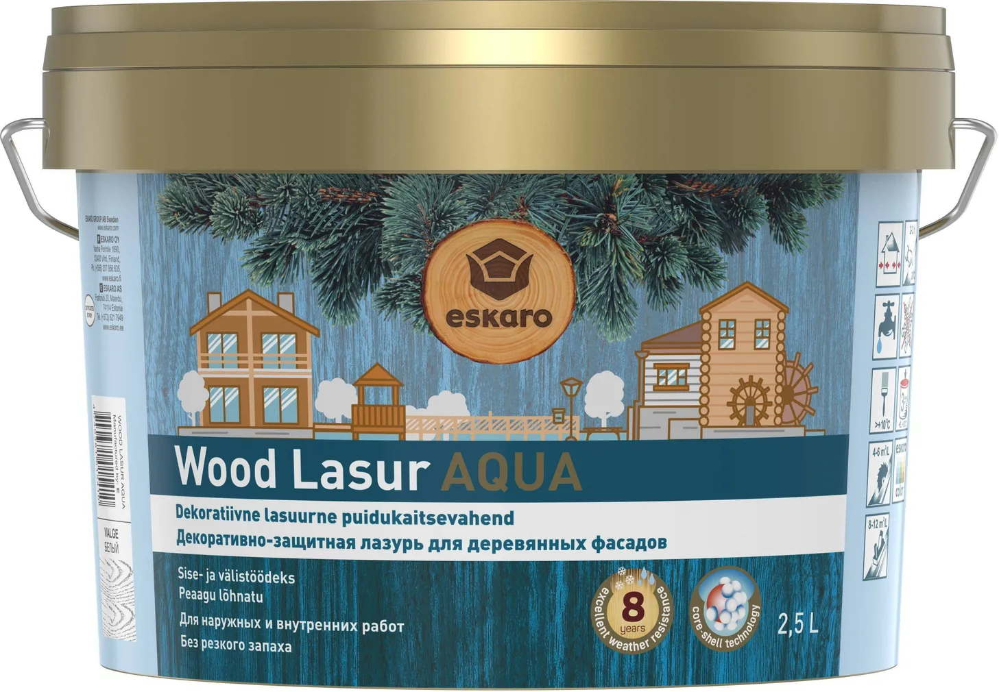 DEKORATIIVNE PUIDUKAITSEVAHEND ESKARO WOOD LASUR AQUA 2,5L PALISANDER