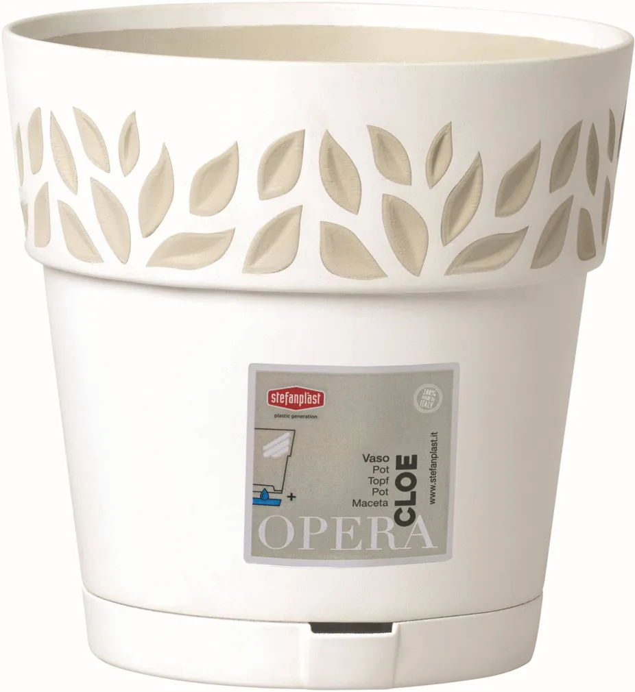 ISTUTUSPOTT ALUSEGA ELHO CLOE Ø15X15CM VALGE BEEŽIDE LEHTEDEGA