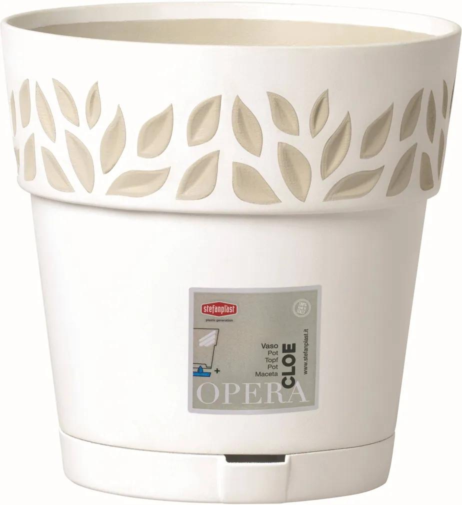 ISTUTUSPOTT ALUSEGA ELHO CLOE Ø20X19CM VALGE BEEŽIDE LEHTEDEGA