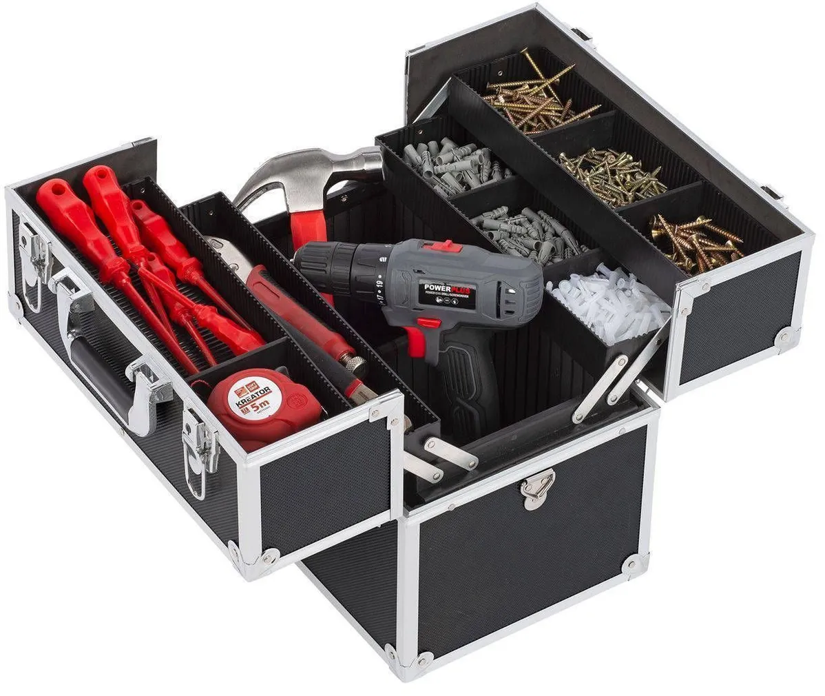 TÖÖRIISTAKOHVER KREATOR ALUMIINIUMIST 360X230X300MM MUST