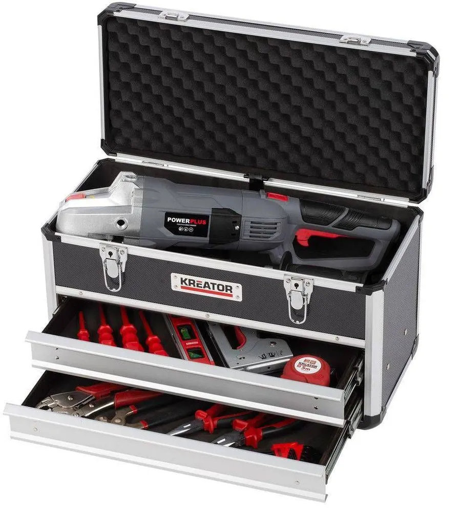 TÖÖRIISTAKOHVER KREATOR ALUMIINIUMIST 523X240X305MM 2 SAHTLIT