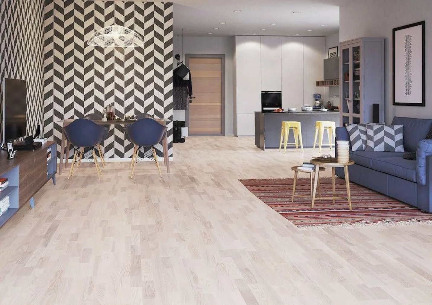 LAUDPARKETT 14MM SAAR RUSTIC VALGE MATT LAKK 4-LIPPI