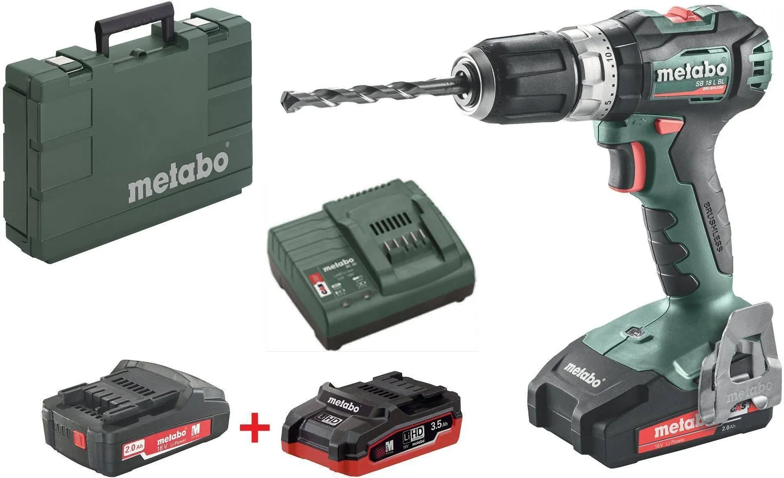 AKULÖÖKTRELL METABO BS 18 L BL HARJAVABA 18V 2X2,0AH+3,5AH LIHD