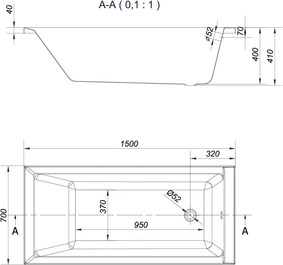 VANN CERSANIT BALINEA JALGADEGA 150X70X41CM 