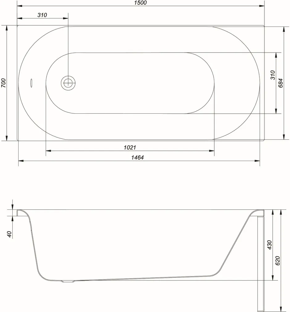 VANN CERSANIT OCTAVIA JALGADEGA 150X70X44CM 