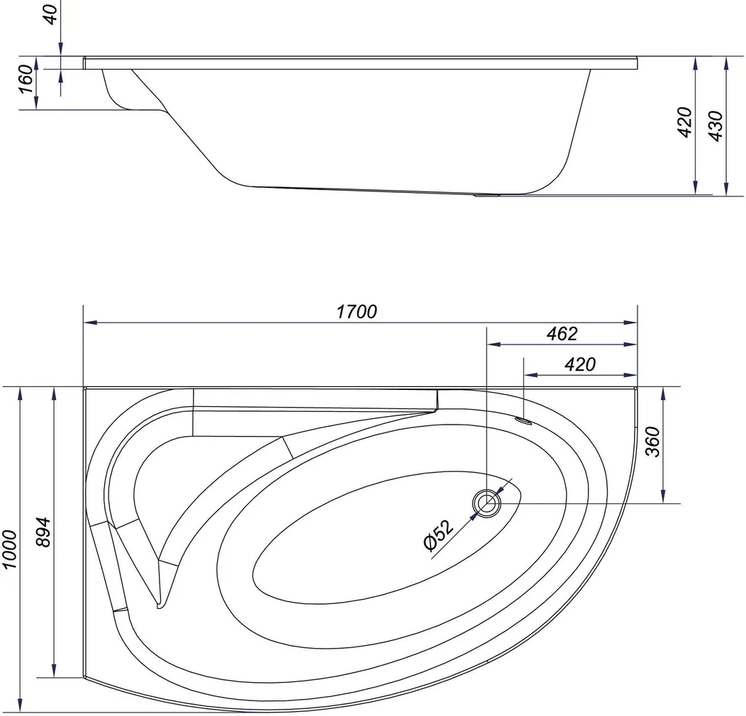 NURGAVANN CERSANIT MEZA 170X100X43CM VASAK JALAD AKRÜÜL