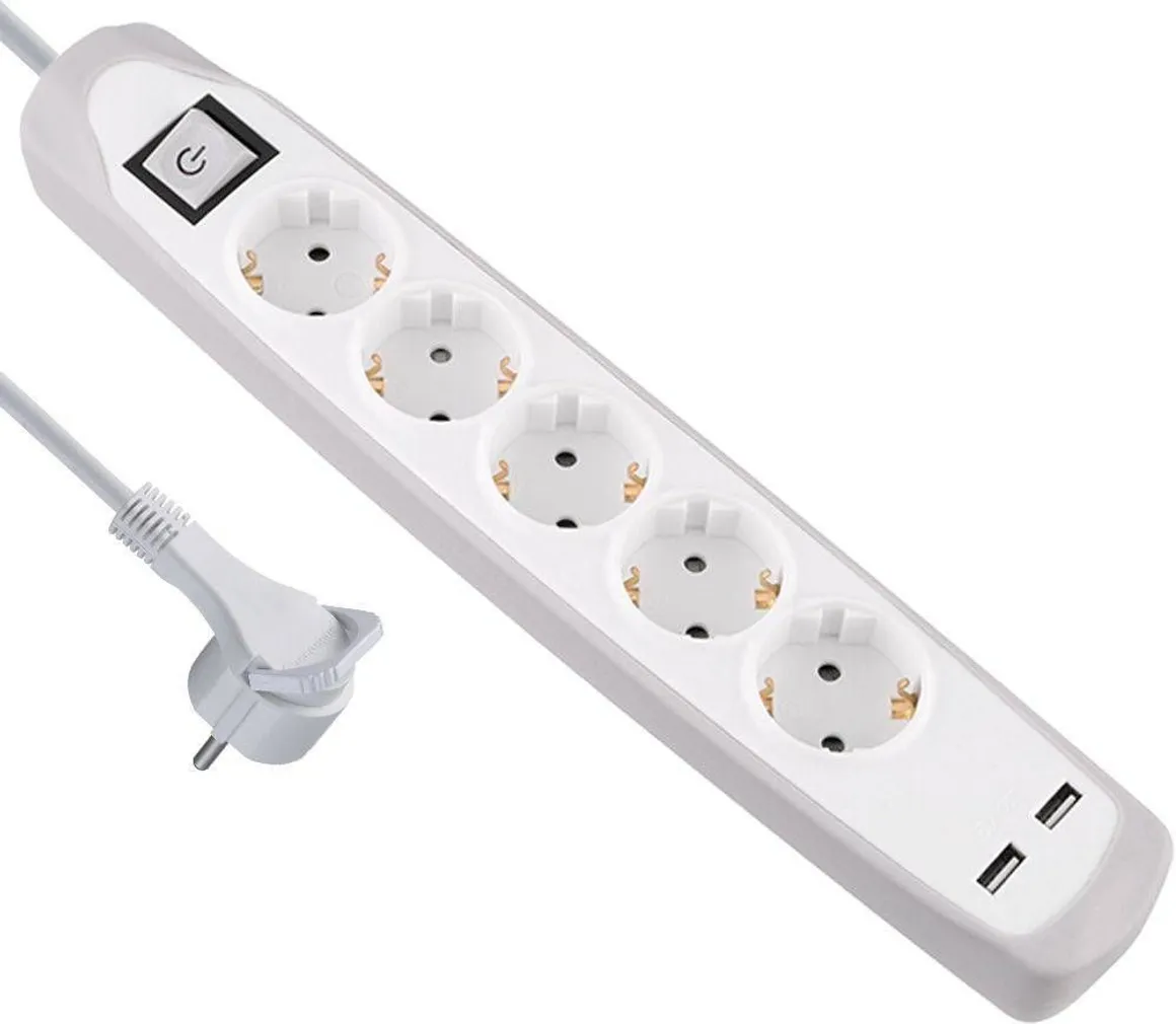 PIKENDUSJUHE ELECTRALINE 2M 5PESA 3G1,0MM² LK LÜLITI VALGE/HALL