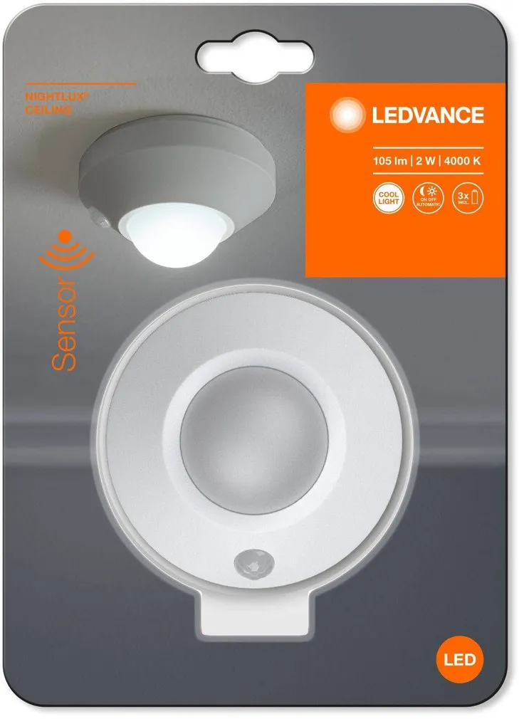 ÖÖVALGUSTI LEDVANCE NIGHTLUX CEILING 1,7W 105LM SENSOR AAA VALGE