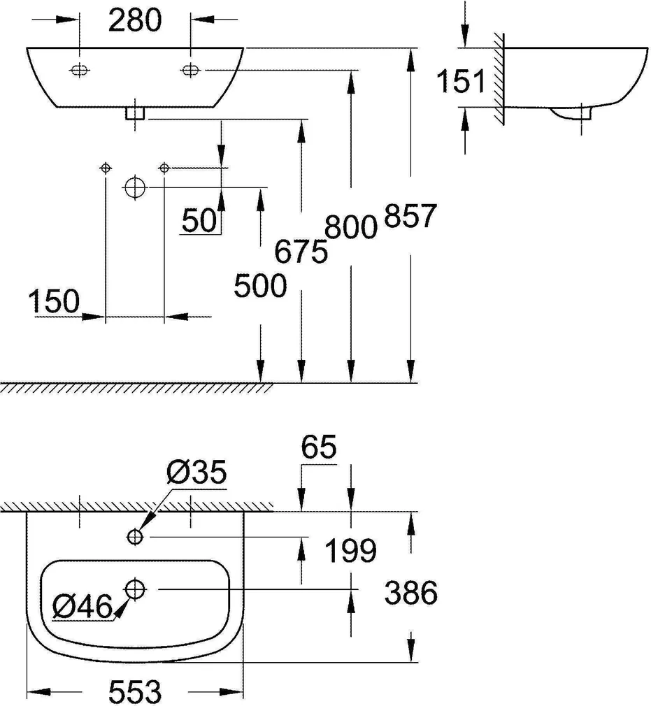 VALAMU GROHE BAU CERAMIC 55X39X15CM