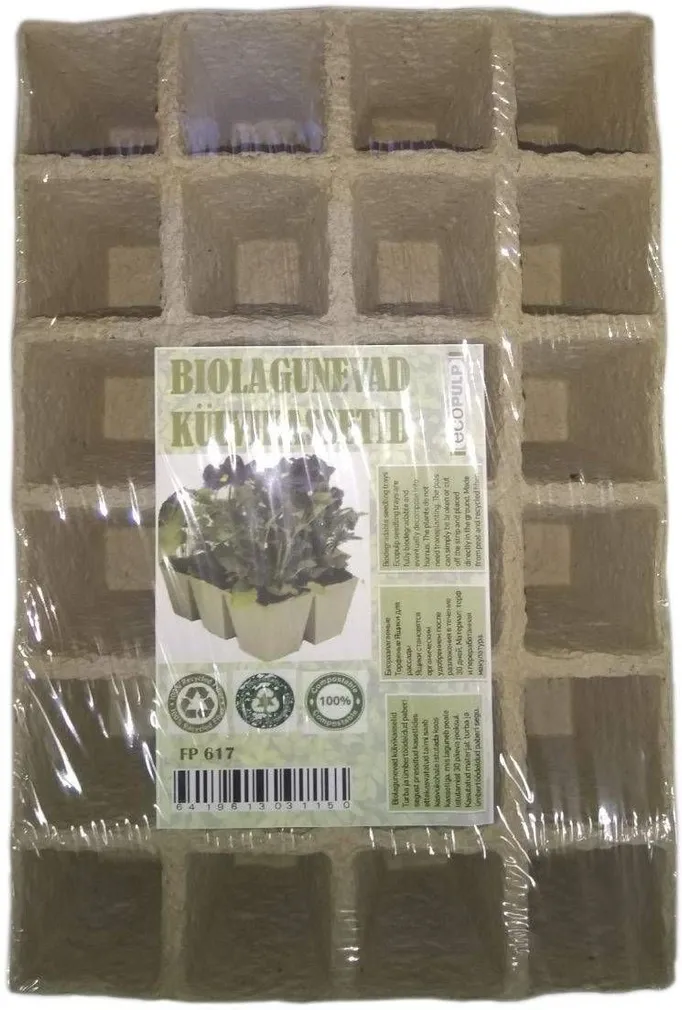 TURBAKASSETID ECOPULP 5X5CM 24 POTIGA BIOLAGUNEVAD 2TK PAKIS