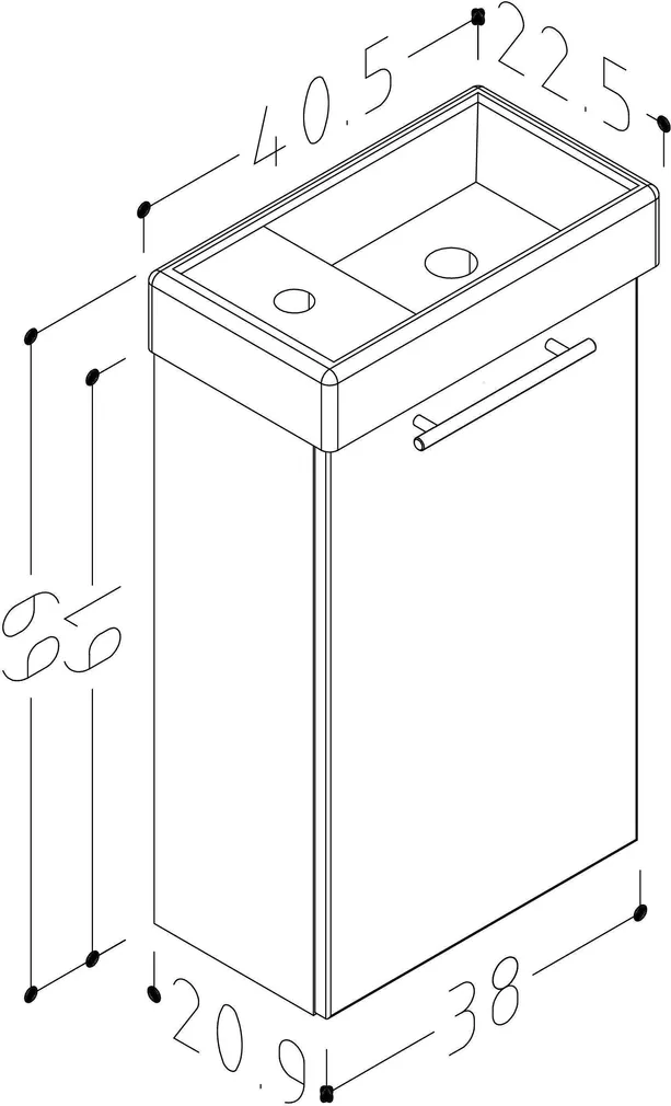 VALAMUKAPP RB BATHROOM QUADRO 40X21X69CM VALAMUGA VALGE