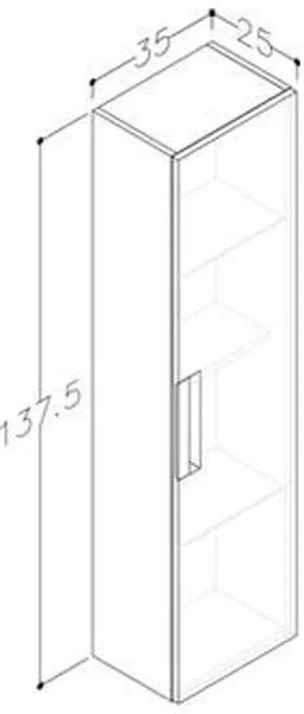 VANNITOAKAPP KAME EVOKE 25X35X137,5CM AKVAMARIIN