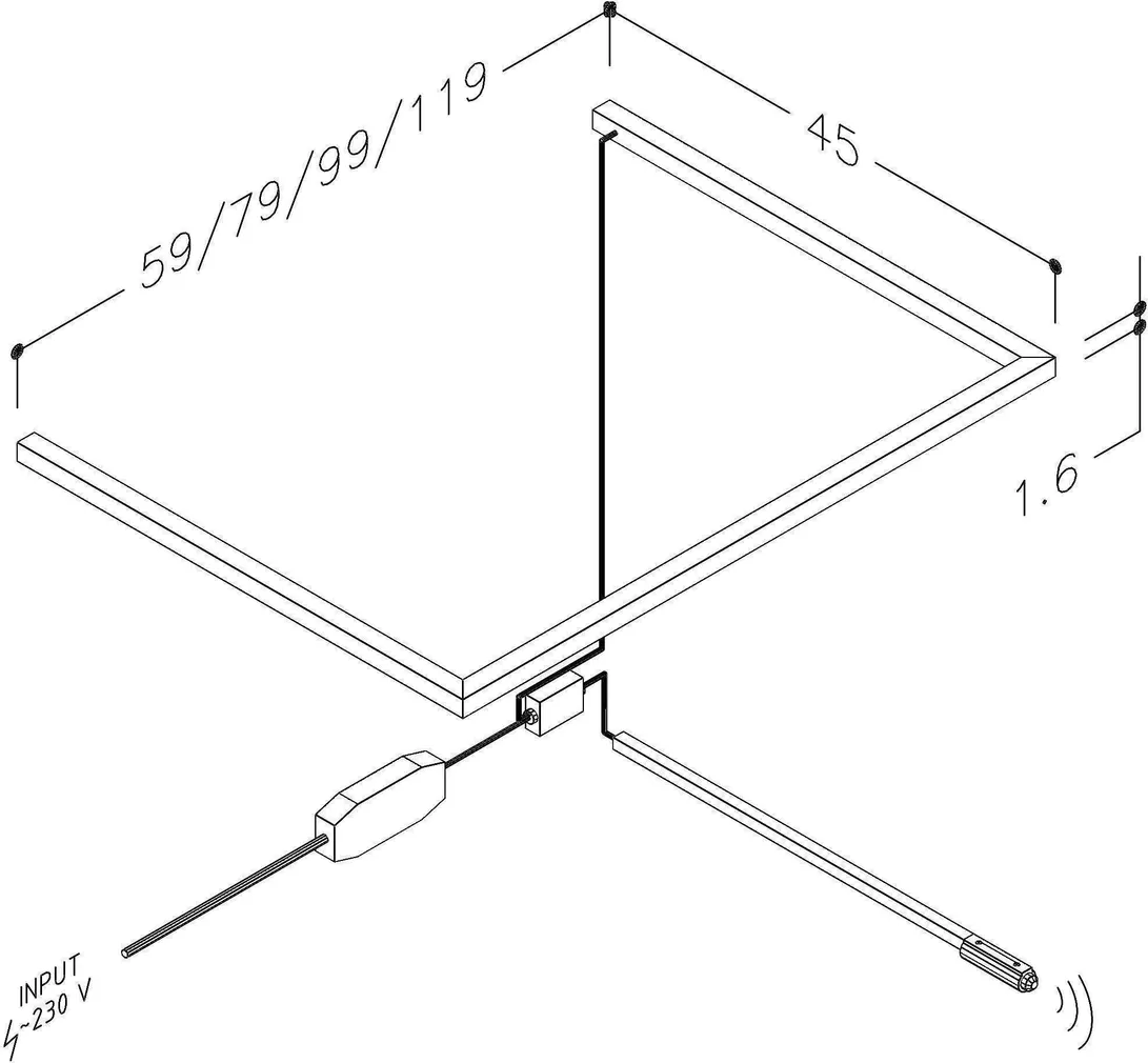 VALAMUKAPI VALGUSTUS KAME 9W 60CM KAME KAPILE