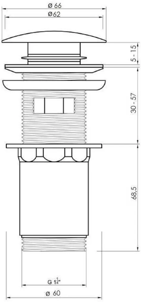 VALAMU ÄRAVOOLUPESA INVENA CLICK-CLACK ÜLEJOOKSUGA 1 1/4" KROOM