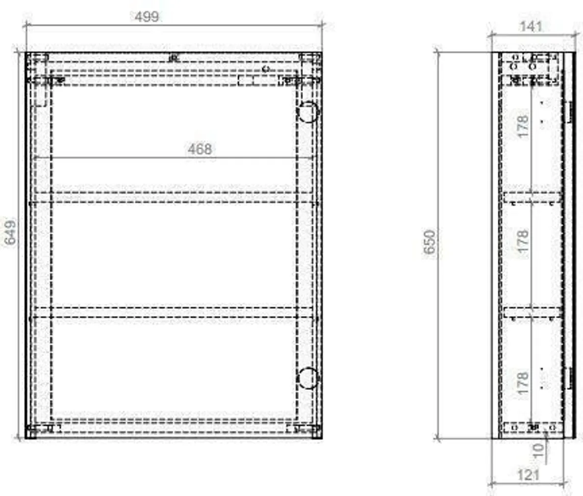 PEEGELKAPP AQUARODOS QUADRO 50X14X65CM VALGE