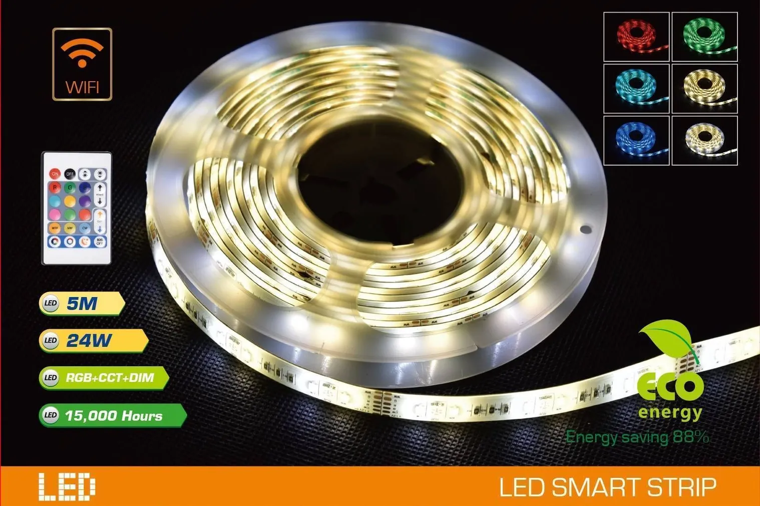 RIBAVALGUSTI SPECTOR LIGHT WI-FI 5M RGB+CCT PULT IP20