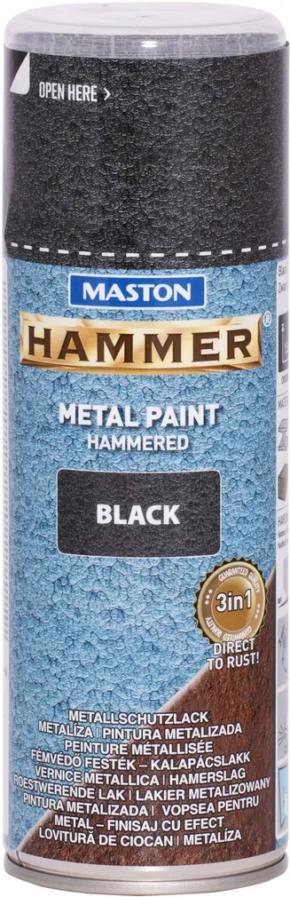 METALLIVÄRV MASTON HAMMER SPRAY 400ML VASARALAKK MUST