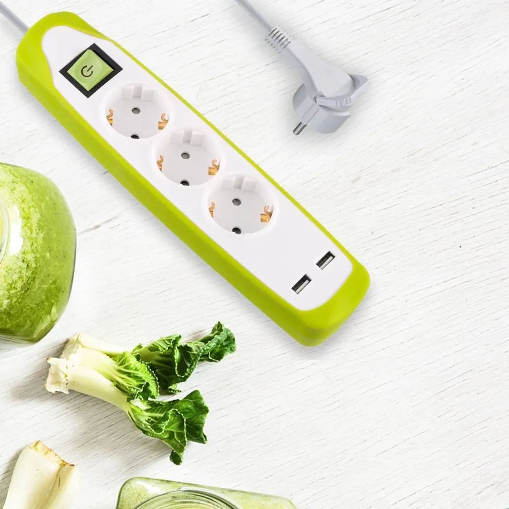 PIKENDUSJUHE ELECTRALINE 3P 3G1,0MM² 2M LK LÜLITI 2USB VALGE/ROHELINE