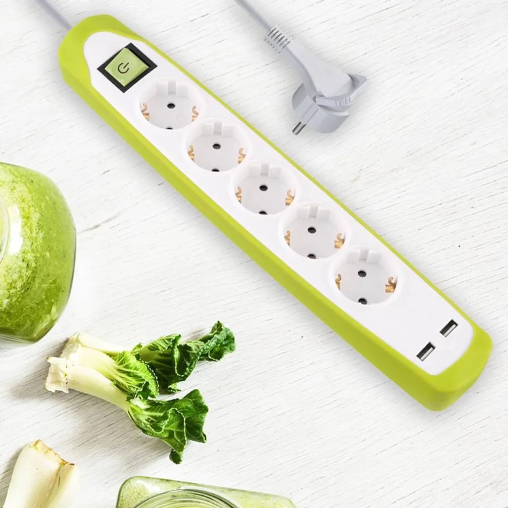 PIKENDUSJUHE ELECTRALINE 5P 3G1,0MM² 2M LK LÜLITI 2USB MUST/SININE