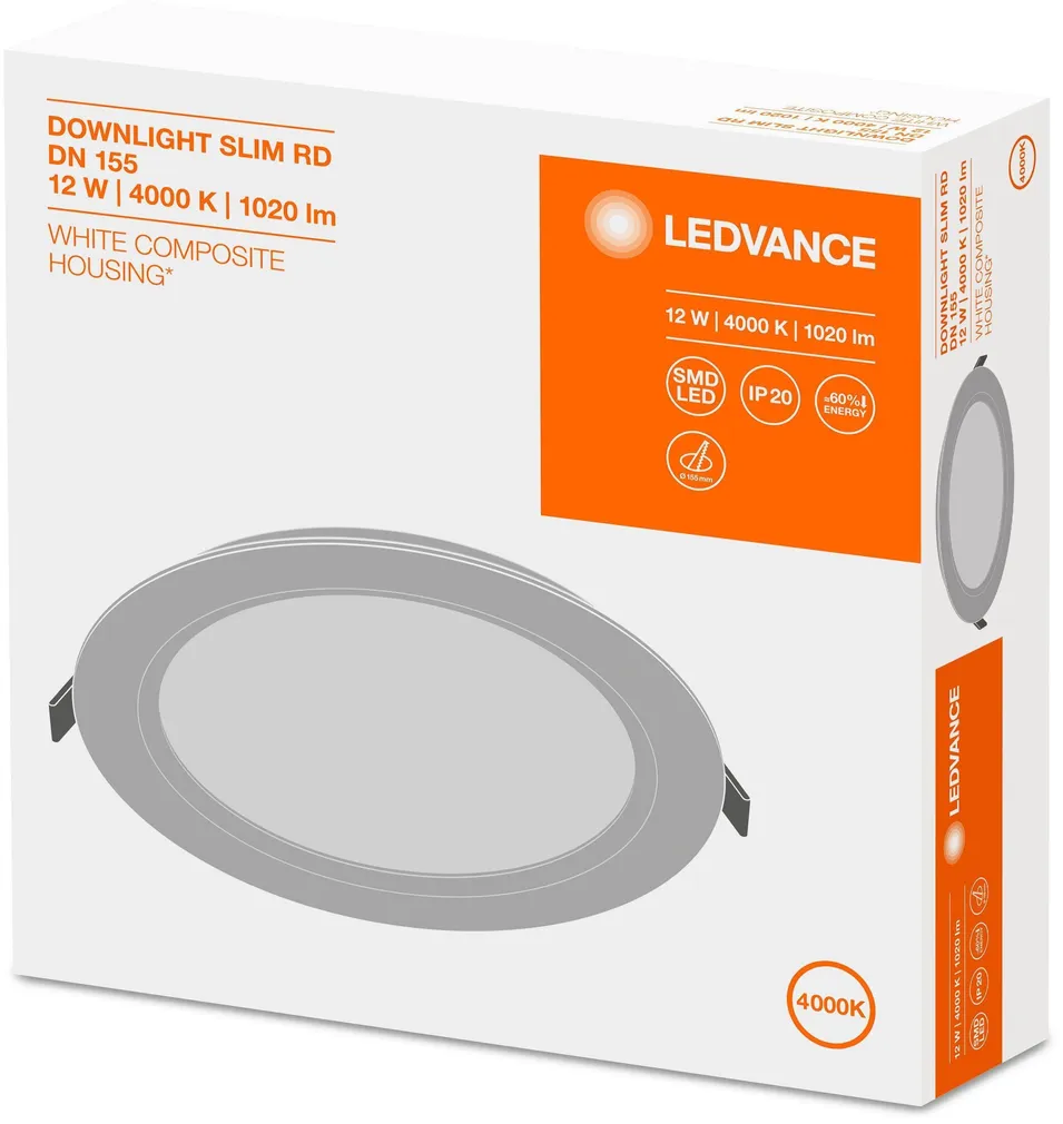 ALLVALGUSTI SLIM DN155 12W/4000K WT IP20