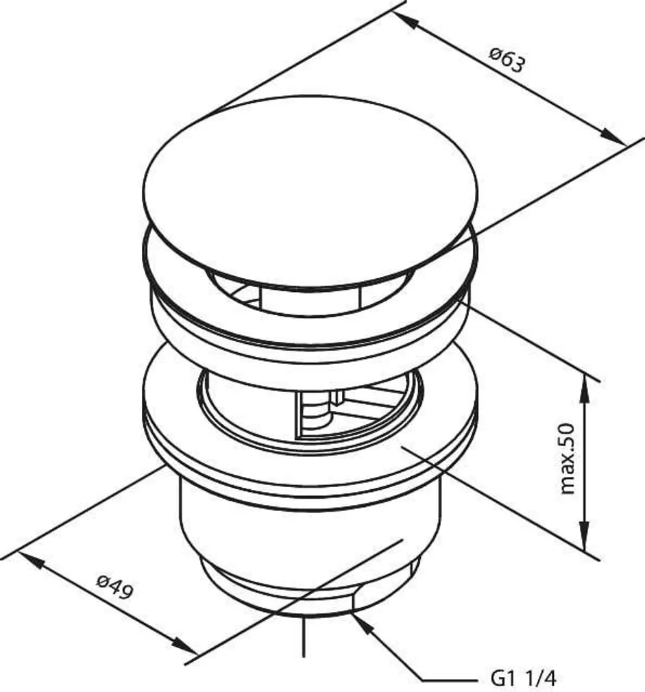 VALAMU ÄRAVOOLUPESA DAMIXA CLICK-CLACK ÜLEJOOKSUGA G1 1/4" HARJATUD MESSING